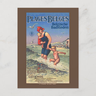 Plages Belges Vintage Poster 1920 Postkarte