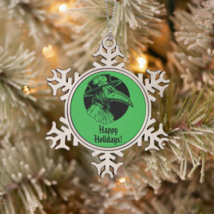 Plague Doctor Goth Horror Schneeflocken Zinn-Ornament