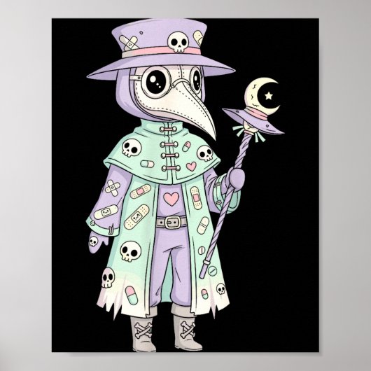Plague Doctor Gothic Pastel Cute Moth Face Mask Oc Poster (Vorne)