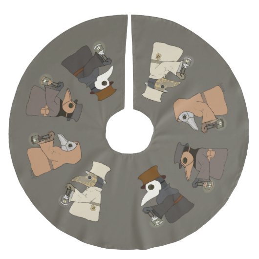 Plague Doctor Tree Skirt Polyester Weihnachtsbaumdecke (Vorderseite)