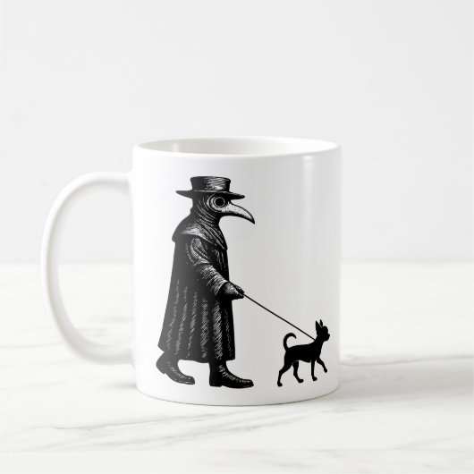 Plague Doctor Walking Chihuahua Kaffeetasse (Links)