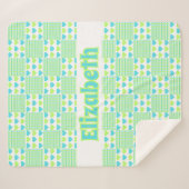 Plaid and Hearts add your name White background Sherpadecke (Vorderseite (Horizontal))