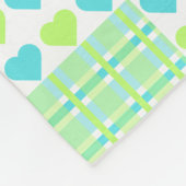 Plaid and Hearts Blue Yellow Pattern with white Fleecedecke (Ecke)