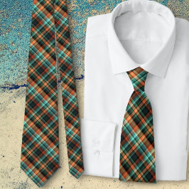 Plaid Angled Blue Green Tie Krawatte