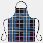 Plaid Apron – Blue & Lavender Checkered Kitchen Schürze (Vorderseite)