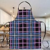Plaid Apron – Blue & Lavender Checkered Kitchen Schürze