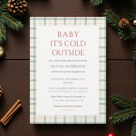 Plaid Baby It's Cold Outside Baby Shower Einladung