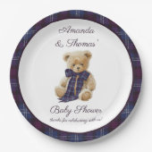 Plaid Bear Themed Baby Shower Pappteller (Vorderseite)