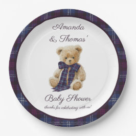 Plaid Bear Themed Baby Shower Pappteller