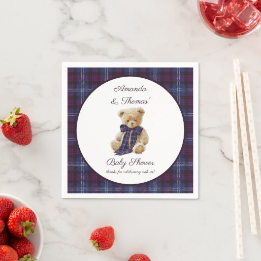 Plaid Bear Themed Baby Shower Serviette (Beispiel)