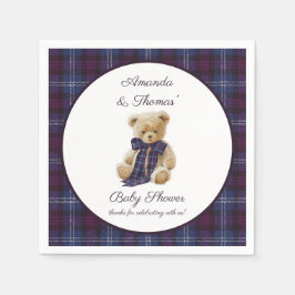 Plaid Bear Themed Baby Shower Serviette