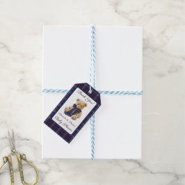 Plaid Bear Themed Baby Shower Thank You Geschenkanhänger