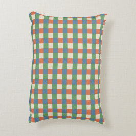 Plaid Beige Green Red Accent Pillow Dekokissen