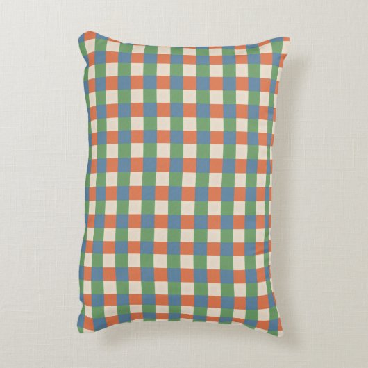 Plaid Beige Green Red Accent Pillow Dekokissen (Rückseite(Vertikal))
