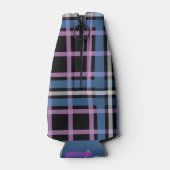Plaid Beverage Cooler – Blue & Lavender Checkered Flaschenkühler (Rückseite)