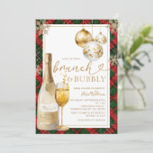  Plaid Brunch and Bubbly Gold Bridal Shower  Einladung (Stehend Vorderseite)