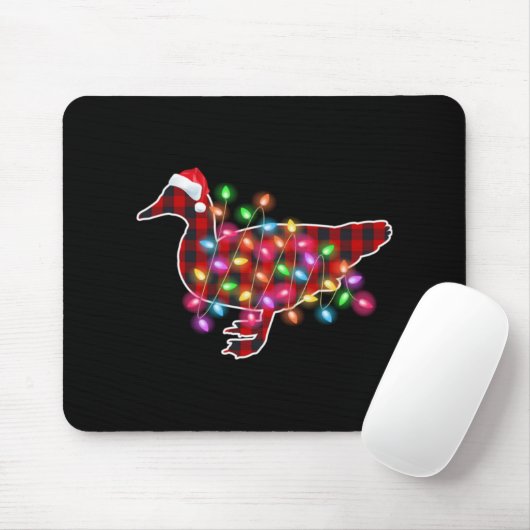 Plaid Buffalo Duck Christmas Pajamas Xmas Lights F Mousepad (Mit Mouse)