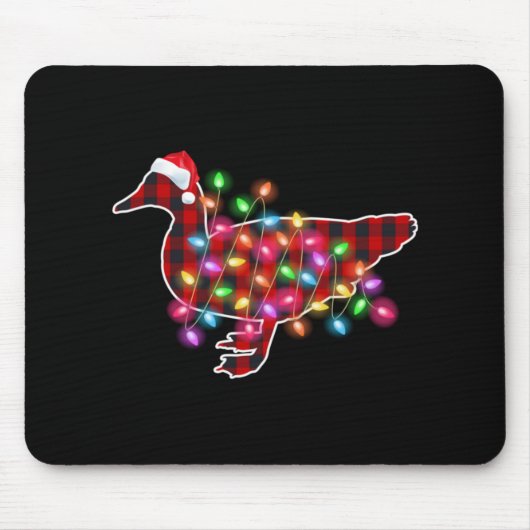 Plaid Buffalo Duck Christmas Pajamas Xmas Lights F Mousepad (Vorne)
