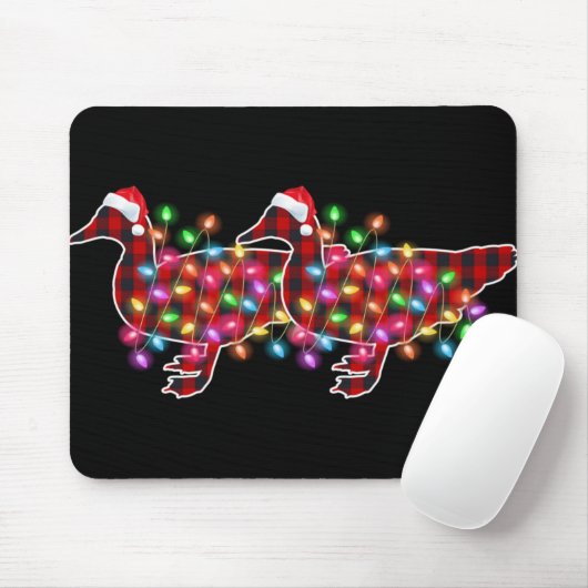 Plaid Buffalo Duck Christmas Pajamas Xmas Lights F Mousepad (Mit Mouse)