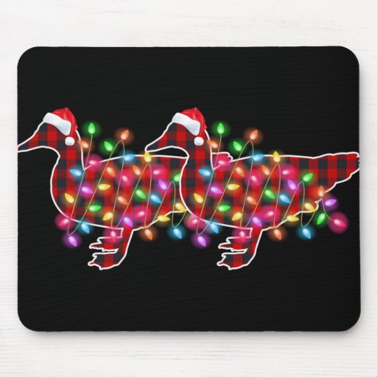 Plaid Buffalo Duck Christmas Pajamas Xmas Lights F Mousepad (Vorne)