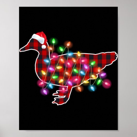 Plaid Buffalo Duck Christmas Pajamas Xmas Lights F Poster (Vorne)