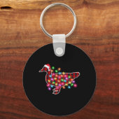 Plaid Buffalo Duck Christmas Pajamas Xmas Lights F Schlüsselanhänger (Vorderseite)