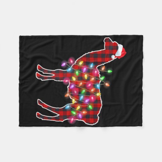 Plaid Buffalo Llama Christmas Pajamas Xmas Lights Fleecedecke (Vorderseite (Horizontal))