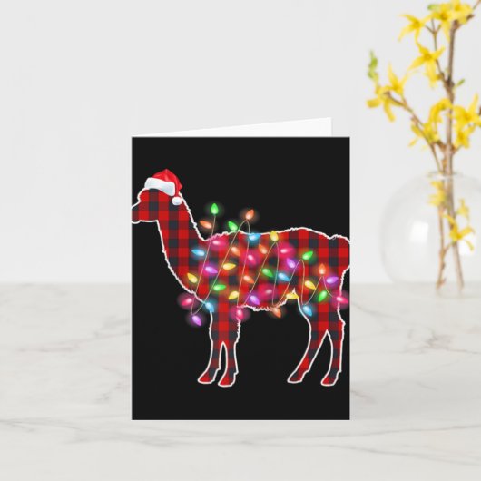 Plaid Buffalo Llama Christmas Pajamas Xmas Lights Karte (Gelbe Blume)