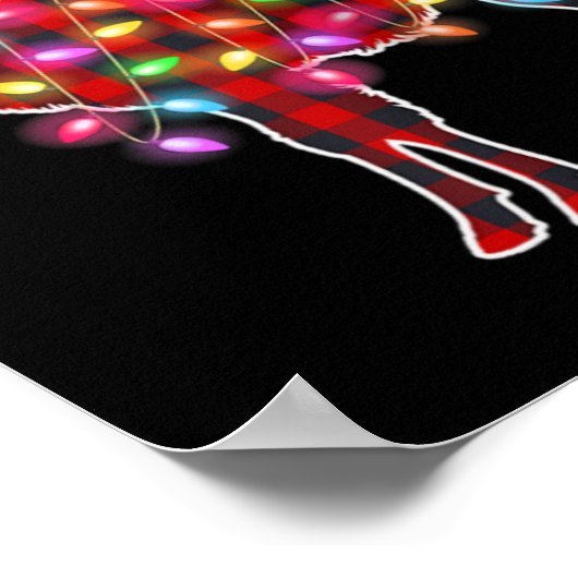 Plaid Buffalo Llama Christmas Pajamas Xmas Lights  Poster (Ecke)