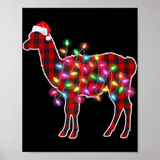 Plaid Buffalo Llama Christmas Pajamas Xmas Lights Poster (Vorne)