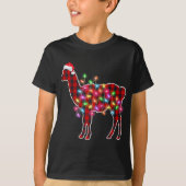Plaid Buffalo Llama Christmas Pajamas Xmas Lights T-Shirt (Vorderseite)