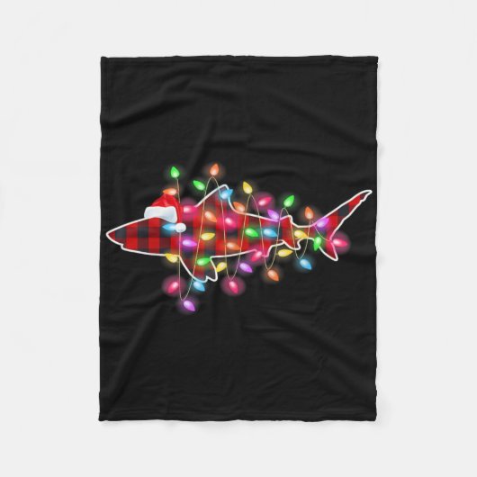 Plaid Buffalo Shark Christmas Pajamas Xmas Lights Fleecedecke (Vorderseite)