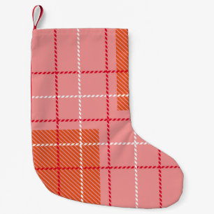 Plaid Checkered Fabric Pattern in pink,  pale oran Kleiner Weihnachtsstrumpf