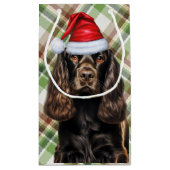 Plaid Chocolate Cocker Spaniel Christmas Dog Kleine Geschenktüte (Rückseite)
