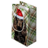 Plaid Chocolate Cocker Spaniel Christmas Dog  Kleine Geschenktüte (Rückseite Schrägansicht)