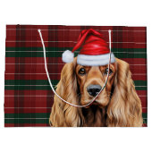 Plaid-Christmas-Cocker-Spaniel-Hund Große Geschenktüte (Rückseite)