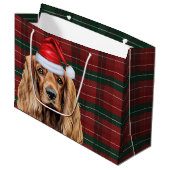 Plaid-Christmas-Cocker-Spaniel-Hund Große Geschenktüte (Vorderseite Schrägansicht)