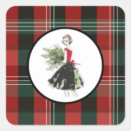 Plaid Christmas Sticker