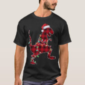 Plaid Christmas T-Rex Lights T-Shirt (Vorderseite)