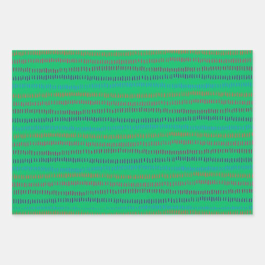 Plaid, Christmas Trees, & Green Dash, 3-Pack Matte Geschenkpapier Set (Vorderseite 3)