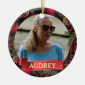 Plaid Christmas Wreath ANY Photo Tree Ornament (Vorne)