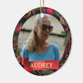 Plaid Christmas Wreath ANY Photo Tree Ornament (Links)
