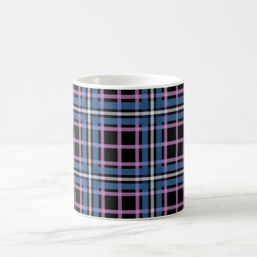 Plaid Classic Mug – Blue & Lavender Checkered Kaffeetasse (Mittel)
