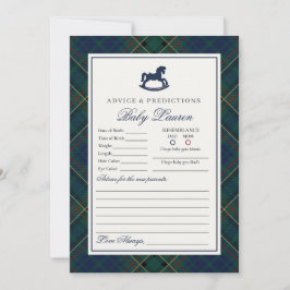 Plaid Classic Rocking Horse Advice for Baby Card Einladung