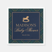 Plaid Classic Rocking Horse Baby Shower Dessert Serviette (Vorderseite)