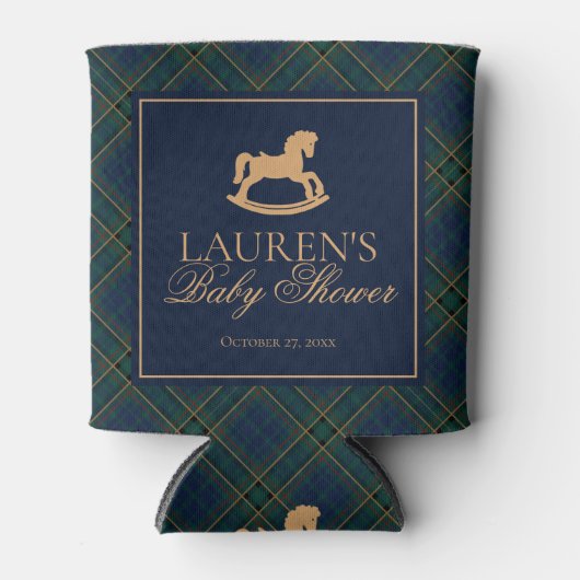 Plaid Classic Rocking Horse Baby Shower Favor Dosenkühler (Vorderseite)