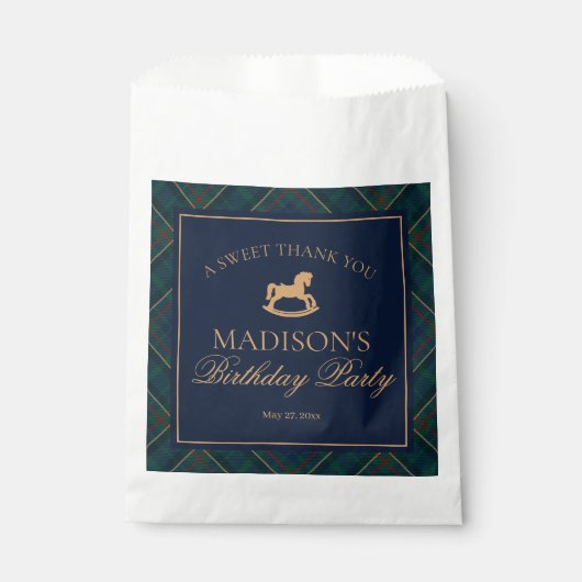Plaid Classic Rocking Horse Birthday Dessert Geschenktütchen (Vorderseite)