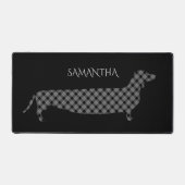 Plaid Dachshund on Black Personalised Schreibtischunterlage (Vorderseite)