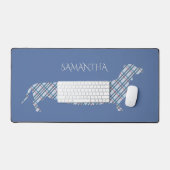 Plaid Dachshund on Blue Personalised Schreibtischunterlage (Tastatur & Maus)