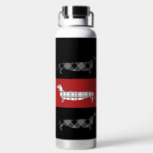 Plaid Dachshunds on Striped Personalised Trinkflasche (Rückseite)